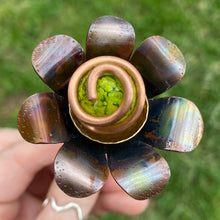 Load image into Gallery viewer, Copper, Brass, &amp; Glass Flower Pick / Yellow Speckles