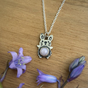 Harold, the Pink Opal Bunny Necklace / Choose your Chain Length!