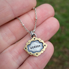 Load image into Gallery viewer, “Resist” Ornate Frame Necklace / 18”