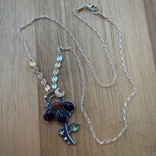 Load image into Gallery viewer, Garnet, Sunstone, &amp; Peridot Lunar Flower Necklace / 18”