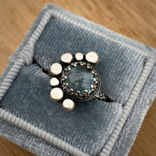 Load image into Gallery viewer, Aquamarine Asymmetrical Dots Ring / Size 5.25