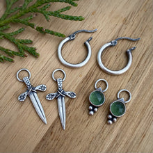 Load image into Gallery viewer, Green Serpentine &amp; Dagger Hoop Earring Set