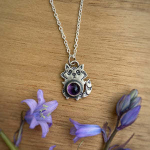 Trisha, the Amethyst Raccoon Necklace / Choose your Chain Length!