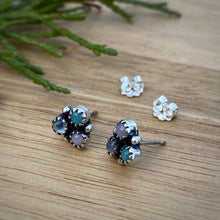 Load image into Gallery viewer, Moonstone, Amazonite, &amp; Pink Opal Cluster Stud Earrings