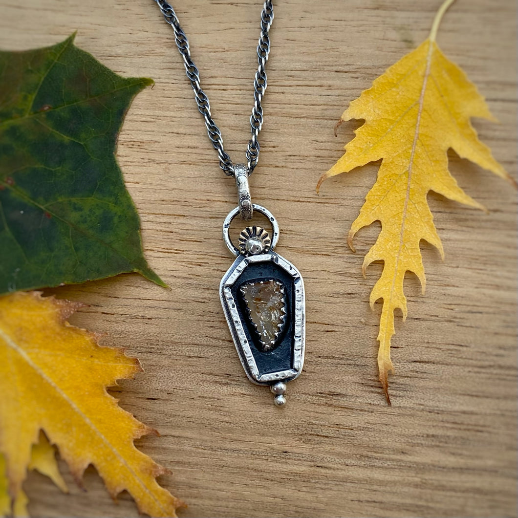 Citrine Coffin Necklace / 19”