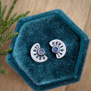 Labradorite “Resist” Studs