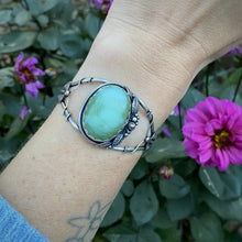 Load image into Gallery viewer, Chrysoprase &amp; Pyrite Moth &amp; Leaf Statement Cuff