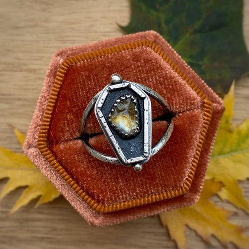 Citrine Coffin Ring / Size 9.75