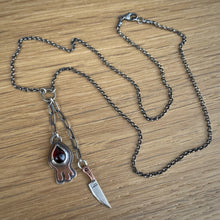 Load image into Gallery viewer, Garnet Drippy + Knife Necklace / 18”