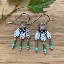 Load image into Gallery viewer, Pink Opal Beaded Fringe Flower Earrings