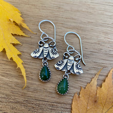 Load image into Gallery viewer, Jade Teardrop Moth Earrings