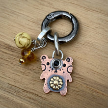 Load image into Gallery viewer, Honey the Bear Copper &amp; Black Onyx Charm