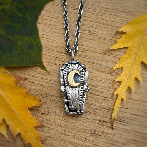 Black Onyx Reversible Undead Coffin Necklace / 18”