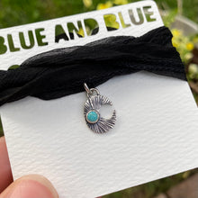 Load image into Gallery viewer, Turquoise &amp; Silver Moon Silk Choker