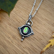 Load image into Gallery viewer, Synthetic Opal Evil Eye Necklace / 16”