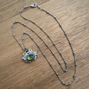 Myles, the Peridot Frog Necklace / 20”