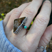 Load image into Gallery viewer, Rutilated Quartz &amp; Turquoise Mountain Ring / Size 9