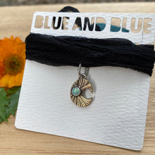 Load image into Gallery viewer, Synthetic Opal &amp; Brass Moon Silk Choker