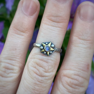 Moonstone Starry Stacker Ring / Size 7