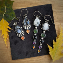 Load image into Gallery viewer, Dendritic Opal &amp; Sunstone Striped Earrings