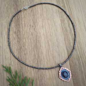 Star Sapphire Ornate Frame Necklace / 17”