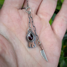 Load image into Gallery viewer, Garnet Drippy + Knife Necklace / 18”