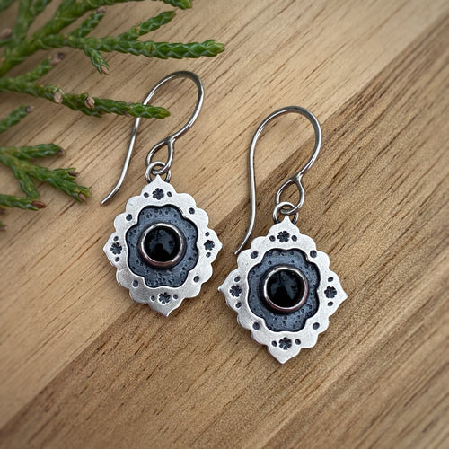 Onyx Ornate Frame Earrings