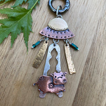 Load image into Gallery viewer, Bessie the Cow vs. UFO Jumbo Copper Charm
