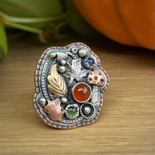 Load image into Gallery viewer, Carnelian, Peridot, &amp; Iolite Forager Statement Ring / Size 6 - 6.25