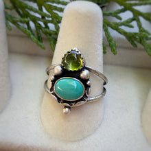Load image into Gallery viewer, Peridot &amp; Turquoise Statement Ring / Size 8.25