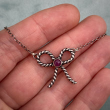 Load image into Gallery viewer, Ruby Bow Necklace / 16.5”-18.25”