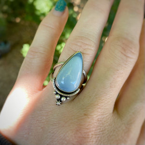 Owyhee Blue Opal Statement Ring / Size 8.5 - 8.75