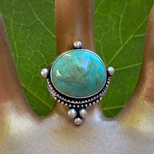 Turquoise Mountain Statement Ring / Size 7.25 - 7.5