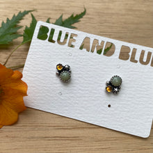 Load image into Gallery viewer, Yellow Serpentine &amp; Citrine Cluster Stud Earrings