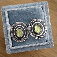 Load image into Gallery viewer, Peridot Stamped Oval Stud Earrings