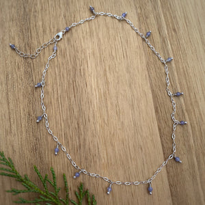 Tanzanite Beaded Choker Necklace / 15”-16.5”