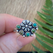 Load image into Gallery viewer, Chinese Turquoise Flower Ring / Size 8
