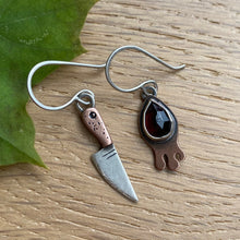 Load image into Gallery viewer, Garnet Drippy + Knife Dangle Earrings {A}