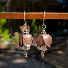 Load image into Gallery viewer, Mixed Metal Fuchsia Bell Earrings