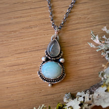 Load image into Gallery viewer, Prehnite &amp; Larimar Pendant Necklace / 20”