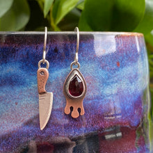 Load image into Gallery viewer, Garnet Drippy + Knife Dangle Earrings {B}