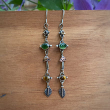 Load image into Gallery viewer, Citrine, Green Serpentine, &amp; Tiger’s Eye Forest Nymph Earrings