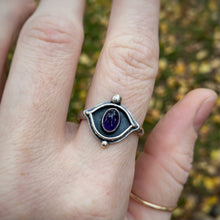 Load image into Gallery viewer, Amethyst Evil Eye Ring / Size 10.25