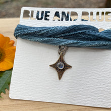 Load image into Gallery viewer, Rainbow Moonstone &amp; Brass Star Silk Choker