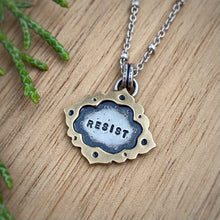 Load image into Gallery viewer, “Resist” Ornate Frame Necklace / 18”