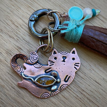 Load image into Gallery viewer, Babette the Cat Millefiori Glass Copper Charm