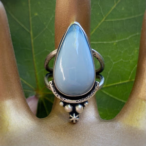 Owyhee Blue Opal Statement Ring / Size 8.5 - 8.75