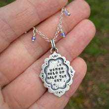 Load image into Gallery viewer, “Women Hold Up Half the Sky” Ornate Frame Necklace / 22”