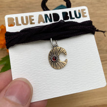 Load image into Gallery viewer, Garnet &amp; Brass Moon Silk Choker