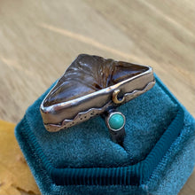 Load image into Gallery viewer, Rutilated Quartz &amp; Turquoise Mountain Ring / Size 9